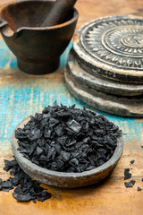 Black sea salt close up, add drama and style to your meals by sprinkling on some Cyprus Black Salt shiny black pyramid-shaped crystals