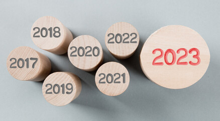 Wooden Blocks with New Year 2023