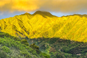 Colorful Sunset Manoa Valley Tantalus Lookout Honolulu Hawaii