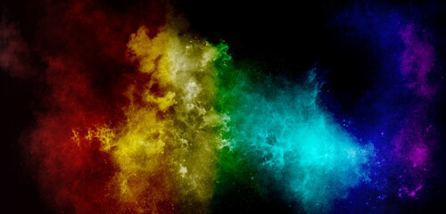 A digital illustration of an abstract background with space in a rainbow.
