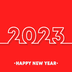 Happy New Year 2023. Minimal line design for typography, printing products, flyer, brochure covers or invitation cards. Vector illustration.