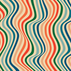 Psychedelic retro groove waves background in muted warm tones. vector illustration. Pattern in the style of the seventies and sixties. Hippie style design