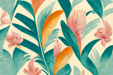 Fototapeta na wymiar abstract floral tropical pattern as a background.AI generated