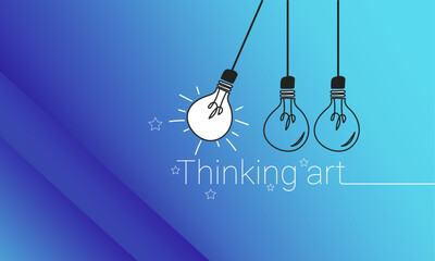 Concept of the art of thinking and innovating with creative ideas. Light bulbs on a blue background. Vector illustration