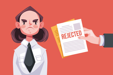 Rejected feedback document rejection fail office business worker. Vector flat graphic design element concept illustration