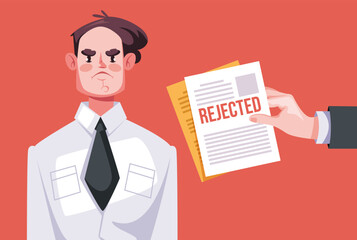 Rejected feedback document rejection fail office business worker. Vector flat graphic design element concept illustration