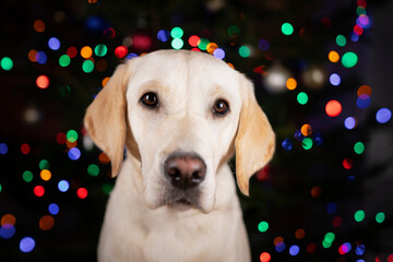 Świąteczny portret psa 2 - obrazy, fototapety, plakaty