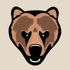 Angry grizzly bear head. Simple, ideal for t-shirt, print, logo or icon. 
