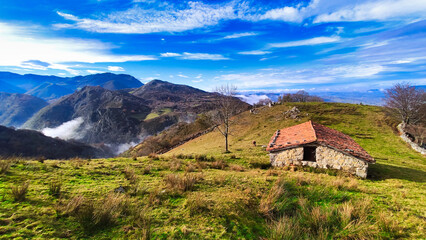 Fototapeta na wymiar Sierra de Penamayor, Nava and Bimenes municipalities, Asturias, Spain