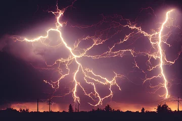 Fototapeten lightning in the city night © Albert