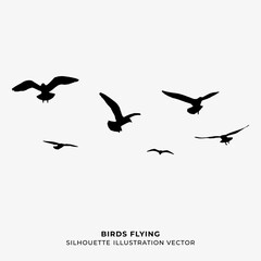 birds flying silhouette vector illustration