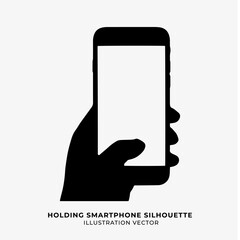 Holding smarthphone silhouette vector illustration