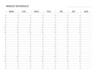 Weekly printable planner. Weekly schedule template. Monday start.