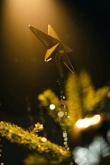 Star in light on christmas tree