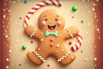 Gingerbread cookie Christmas holiday. Generative Ai