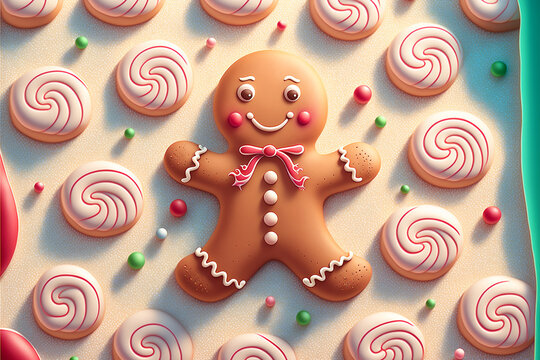 Gingerbread cookie Christmas holiday. Generative Ai