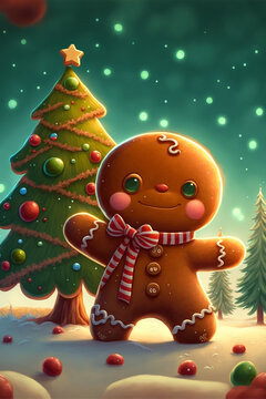 Gingerbread cookie Christmas holiday. Generative Ai