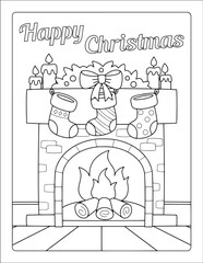 Christmas Stockings Coloring Sheet for Kids, Christmas Stocking Coloring Page