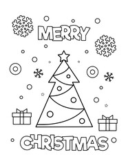 Christmas tree Coloring Page, Merry Christmas Coloring Page for Kids
