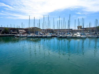 The motor boats at the port of Civitavecchia.