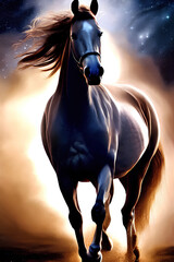 Portrait of a beautiful, strong horse. Generative AI