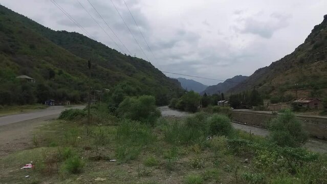 Driving along the highways of the Armenian countryside
