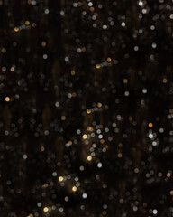 Christmas dark background of white silver and gold colors bokeh. Holidays concept with copy space