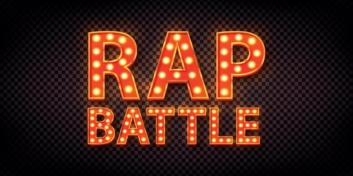 Vector realistic isolated neon marquee sign of Rap Battle on the transparent background.