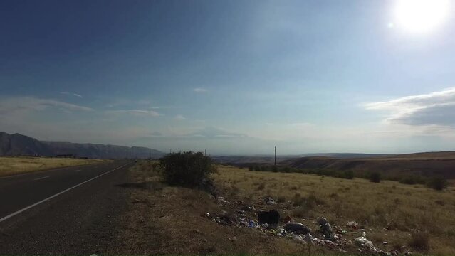 Driving along the highways of the Armenian countryside