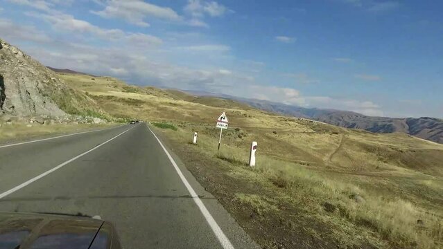 Driving along the highways of the Armenian countryside