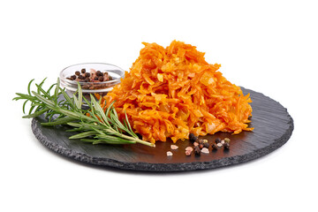 Stewed carrot, isolated on white background