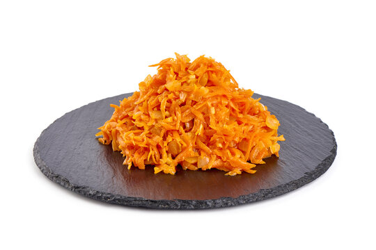 Stewed carrot, isolated on white background