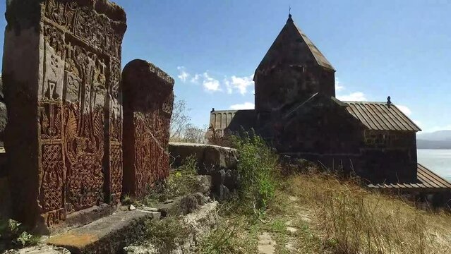 Church by Lake Sevan in Armenia