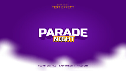 Editable text effect parade night vector design