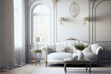 luxury white mansion living room interior