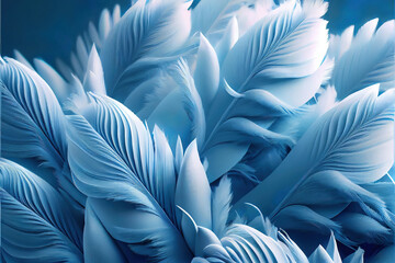 soft pastel blue feathers background as beautiful abstract wallpaper header