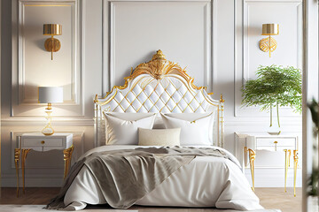 luxury white and gold bedroom interior