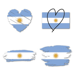 Elements collection flag of Argentina design template. Heart and brush stroke.
