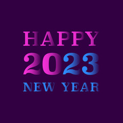 Fototapeta premium 2023 Happy New Year blue purple banner. Colorful text design for holiday greetings and invitations. Vector illustration. 2023 blue purple number. New Year poster, social media template.