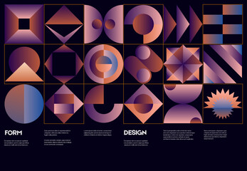 Generative design artwork graphics of computer vector generated shapes and abstract geometric design elements. Useful for website background, poster art design, magazine front page, banners.