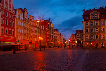 Market square at night. Wroclaw. Poland. High quality photo