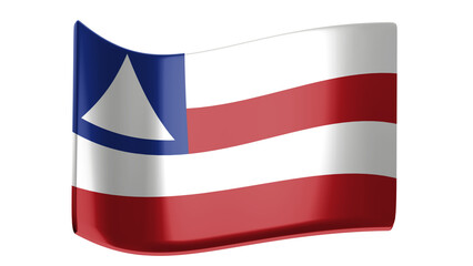3d Flag of the state of Bahia in Brazil with reflections and shadows
