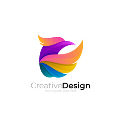 Obraz premium Eagle logo with colorful design template, colorful style
