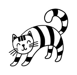 Fototapeta na wymiar Cute handdrawn cat. Funny doodle kitty. Vector cartoon illustration