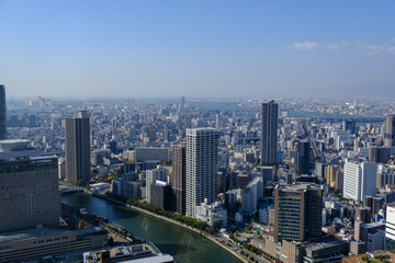 Fototapeta na wymiar 大阪中ノ島からのビル群俯瞰