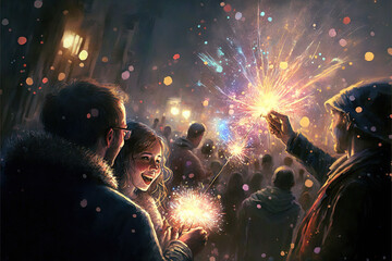 crowd of people celebrating, New Years