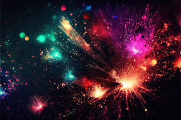 fireworks in space, background color