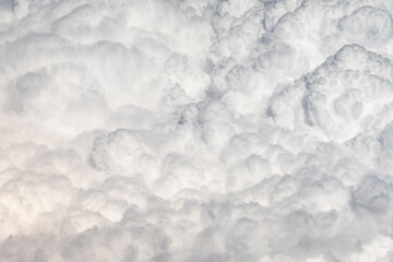 Clouds. View through an airplane window.