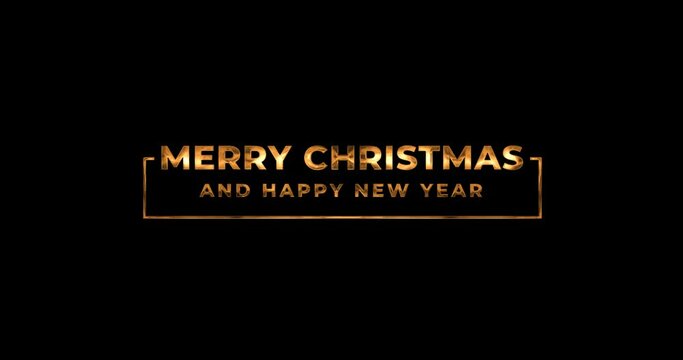 Merry Christmas and Happy New Year. Animation Banners are suitable for TV Shows, ending videos, greetings, festivals, and celebrations. Animated Motion Graphics on the black alpha channel transparent