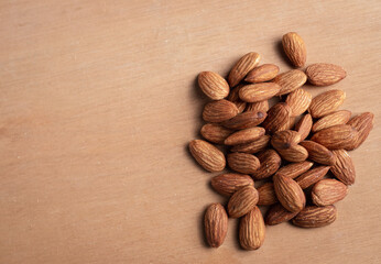 Closeup of almond bread on wooden background, vintage tone, bread
